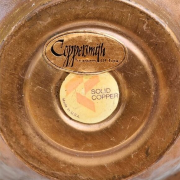 Vintage Coppersmith Treasures Of Time Hand Hammered Copper Basket 9”x13”. - Picture 9 of 9